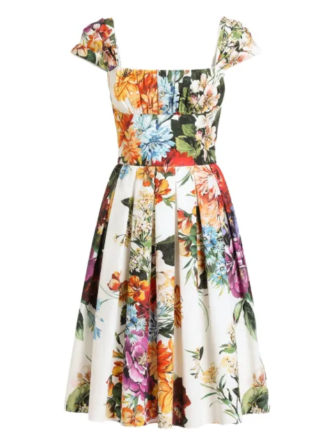 Dolce & Gabbana midi floral-print dress White F6TVKTHS5TR