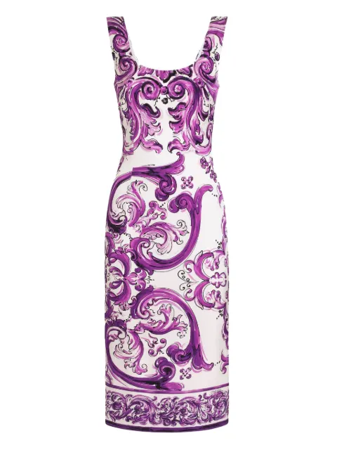 Dolce & Gabbana midi Maiolica-print dress White F6TSXTFHAA2