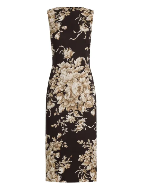 Dolce & Gabbana floral-print sleeveless midi dress Brown F6GASTFSA7Y