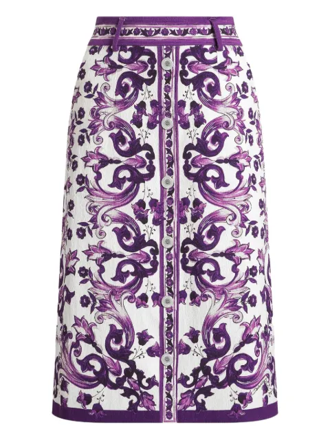 Dolce & Gabbana graphic-print midi skirt White F4CO1TFPR0P