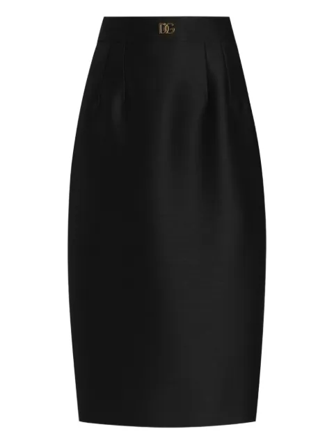 Dolce & Gabbana DNA logo-plaque pencil midi skirt Black F4CJGTFU3R1