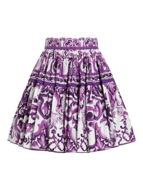 Dolce & Gabbana Majolica-print mini skirt White F4CB1THH5EQ