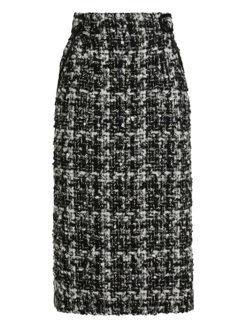 Dolce & Gabbana midi tweed checked skirt Black F4C6ZTFQZAF