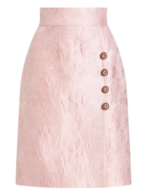 Dolce & Gabbana jacquard button-embellished skirt Pink F4C12ZFJTB4