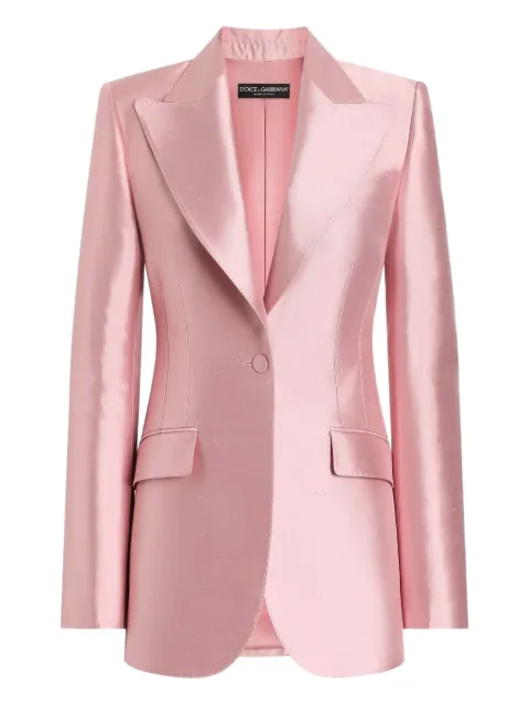 Dolce & Gabbana peak-lapel single-breasted silk blazer Pink F29QGTFU1JK