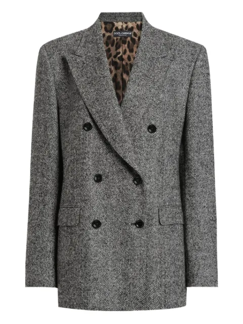 Dolce & Gabbana herringbone double-breasted jacket Grey F293DTFCZAF