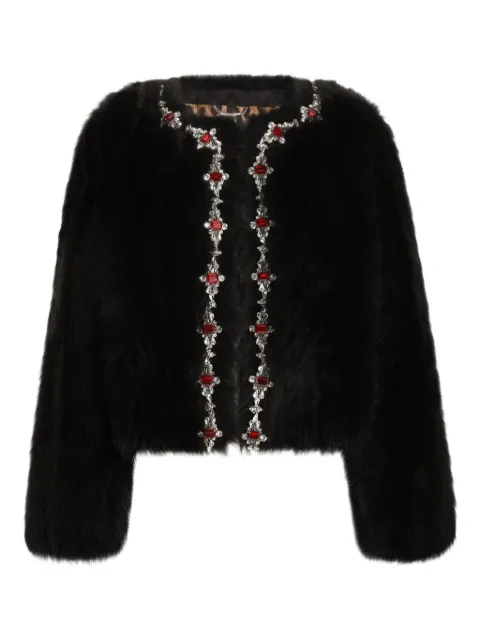 Dolce & Gabbana rhinestone-embellished jacket Brown F27GEZFUPFQ