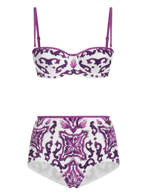Dolce & Gabbana Maiolica-print bikini set White O8A27JONO19
