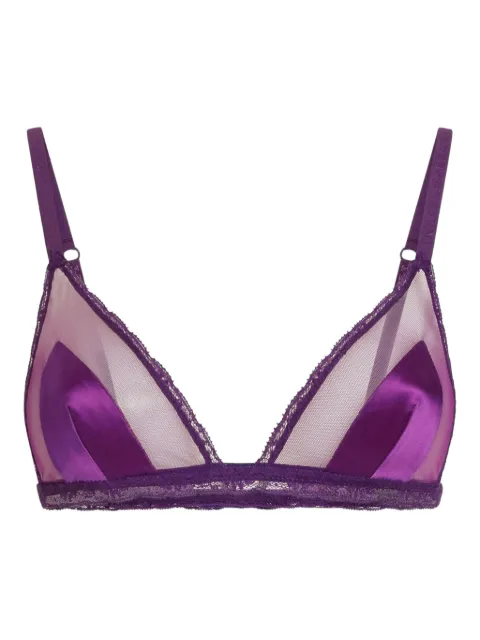 Dolce & Gabbana DNA lace-detailed satin bra Purple O1F45TONP15