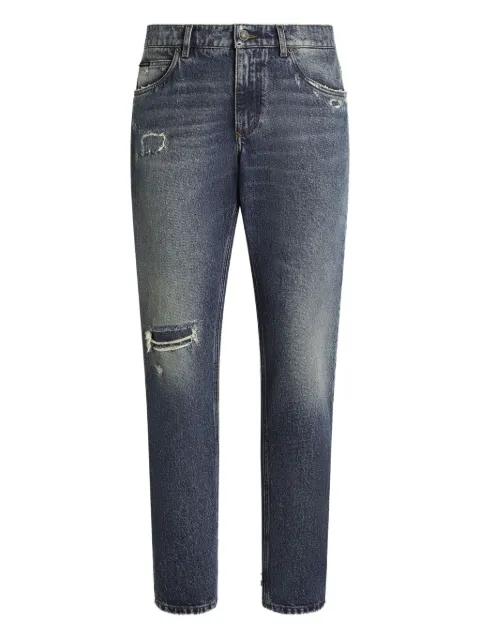 Dolce & Gabbana distressed logo-plaque jeans Blue GYJCCDG8NK1