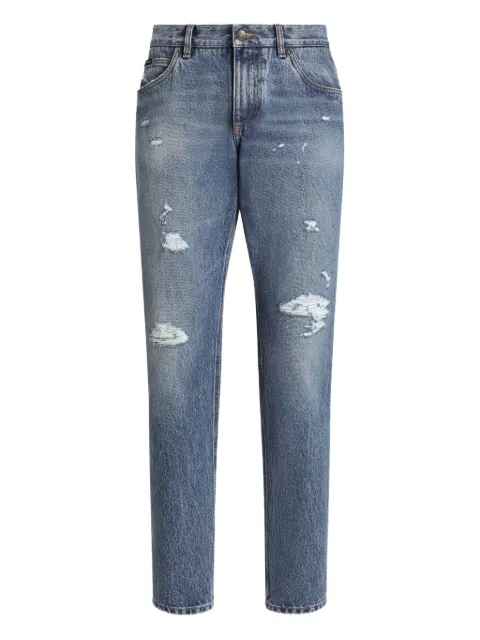 Dolce & Gabbana distressed logo-plaque jeans Blue GYJCCDG8NH5