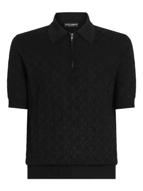 Dolce & Gabbana logo-jacquard polo shirt Black GXZ79TJBSM4