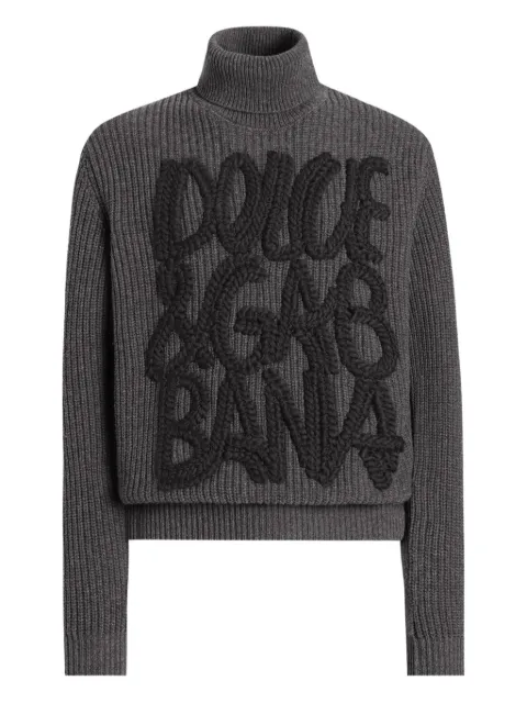 Dolce & Gabbana logo-detail ribbed turtleneck sweater Grey GXW63ZJDVC8