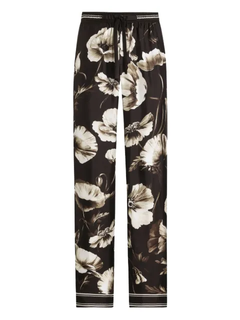 Dolce & Gabbana poppy-print drawstring trousers Brown GVRMATHI1Z2