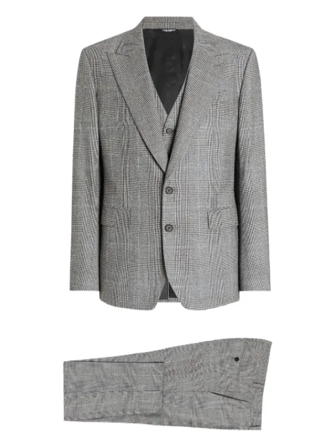 Dolce & Gabbana check-pattern three-piece suit Grey GK02XTFQBBQ