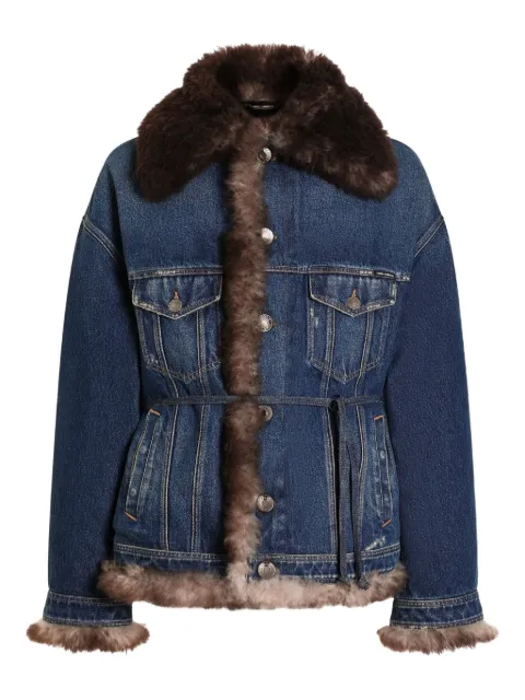 Dolce & Gabbana fur-trimmed denim jacket Blue G9BUKZG8NH3