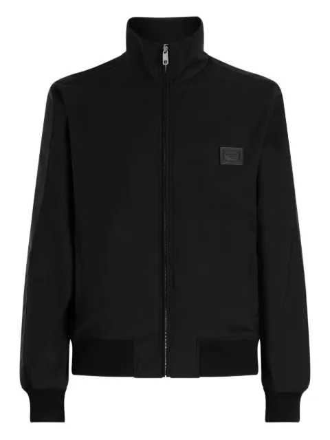 Dolce & Gabbana logo-patch zip-up bomber jacket Black G9BSLTFURK8