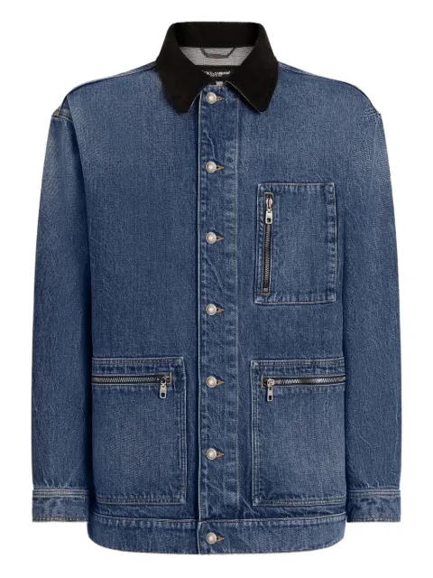 Dolce & Gabbana corduroy-collar denim jacket Blue G9BSHDG8NO4