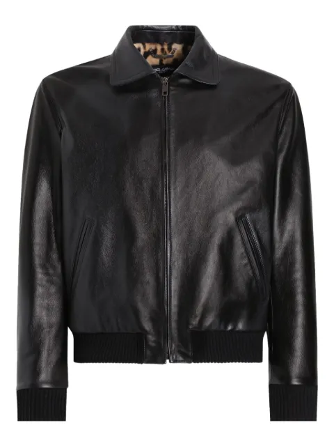Dolce & Gabbana leather bomber jacket Black G9BQHLGJ544
