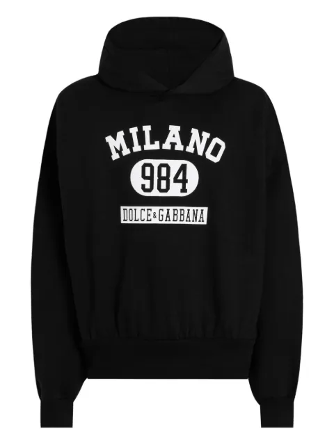 Dolce & Gabbana long-sleeve front-print hoodie Black G9BJGTG7PLP
