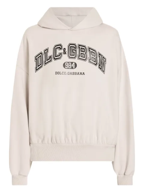Dolce & Gabbana logo-print hooded sweatshirt Neutrals G9BJGTG7PLO