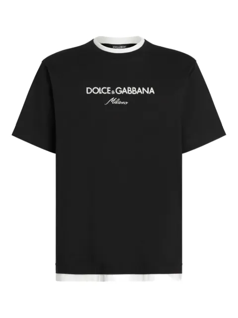 Dolce & Gabbana logo-embroidered T-shirt Black G8ST6ZG7PCG