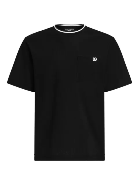 Dolce & Gabbana logo-embroidered cotton T-shirt Black G8ST3ZHU7UT