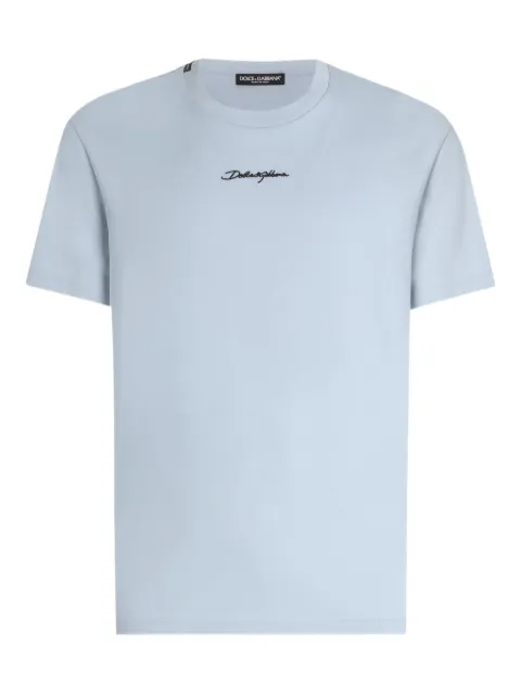 Dolce & Gabbana logo-embroidered cotton T-shirt Blue G8RN8ZG7NUB