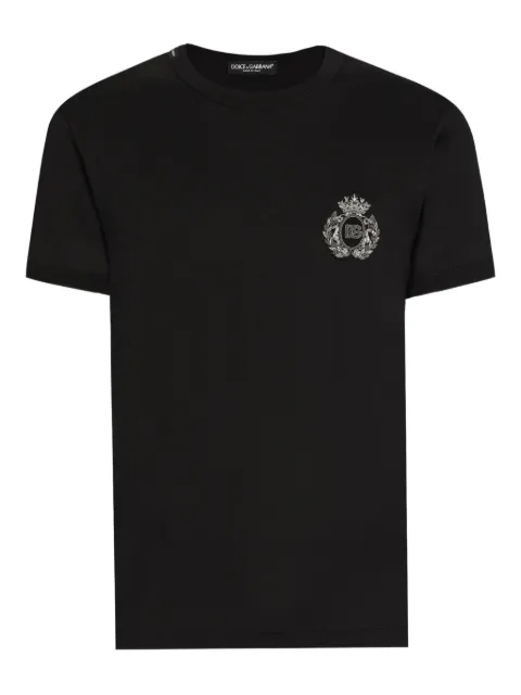 Dolce & Gabbana Cotton t-shirt with heraldic patch Black G8PV1ZG7PJ6