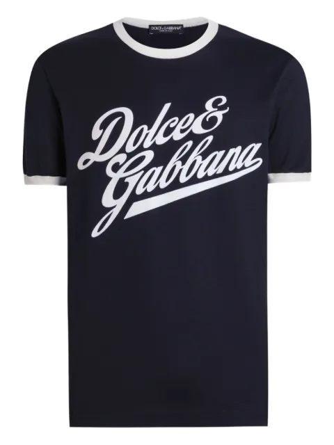 Dolce & Gabbana Cotton t-shirt with flocked print Blue G8PV1TG7PGC