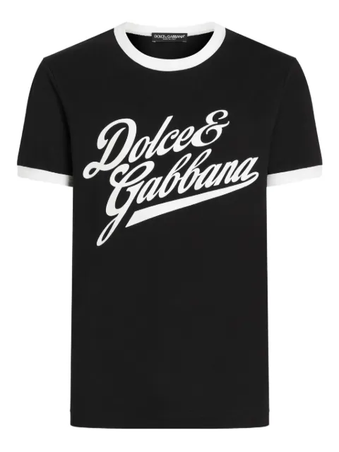 Dolce & Gabbana Cotton t-shirt with flocked print Black G8PV1TG7PGC