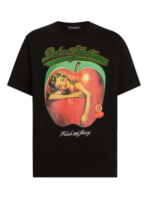 Dolce & Gabbana apple print T-shirt Black G8PN9ZG7PKJ