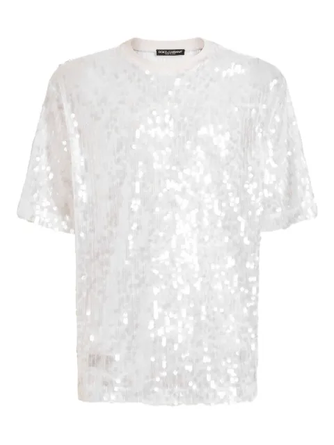 Dolce & Gabbana sequin-embellished T-shirt White G8PN9TFLSA8