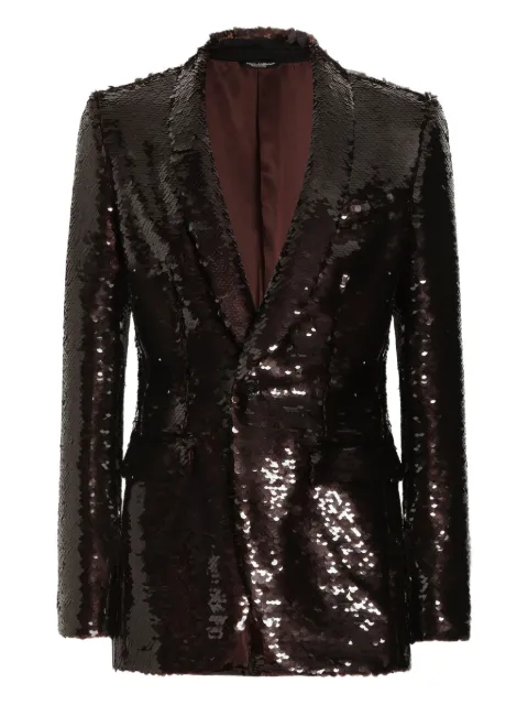 Dolce & Gabbana sequin-embellished single-breasted blazer Brown G2VT4TFLSF0