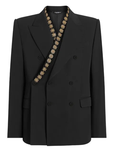 Dolce & Gabbana Sicilia embellished double-breasted blazer Grey G2VE2ZFUBGB