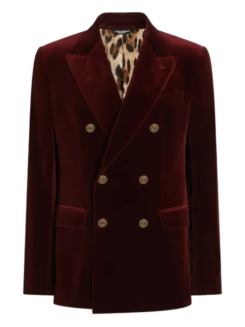 Dolce & Gabbana Sicilia velvet double-breasted blazer Red G2TV8TGJ619