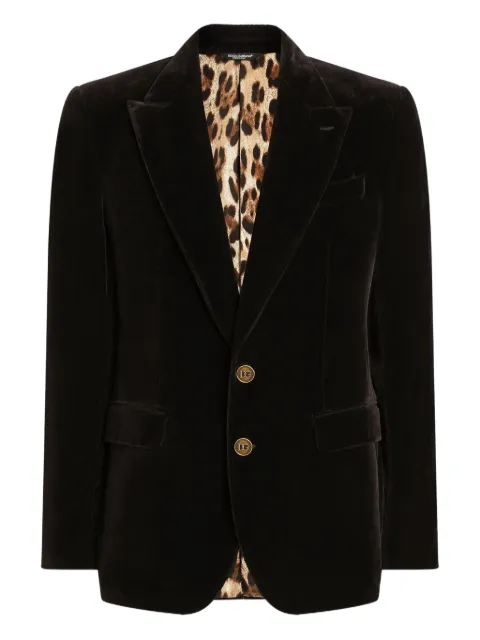 Dolce & Gabbana velvet gold-button blazer Brown G2TV4TGJ619