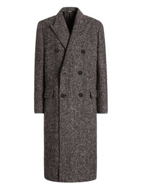 Dolce & Gabbana herringbone double-breasted coat Black G038ZTFC2FD