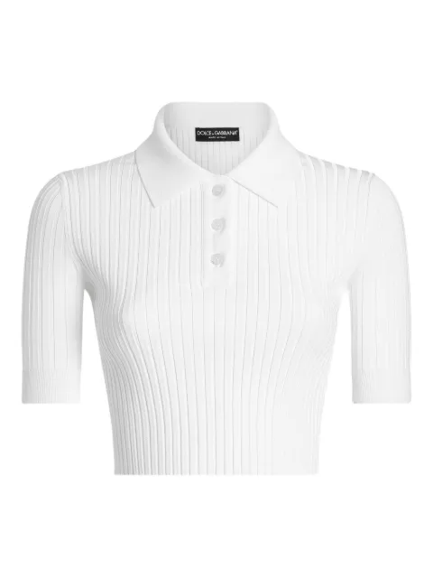 Dolce & Gabbana ribbed polo top White FXZ36TJFMZY
