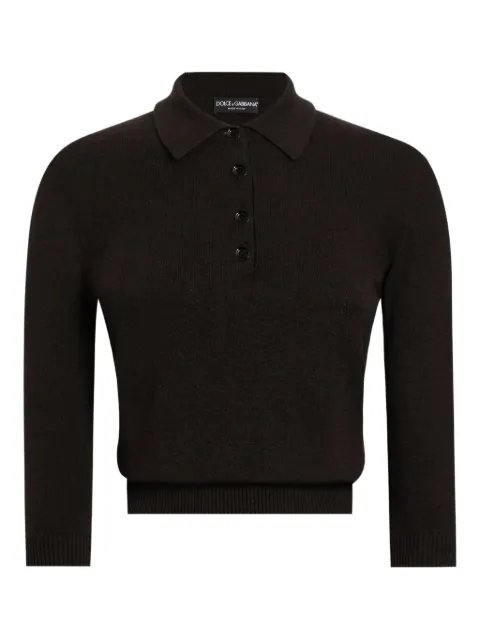 Dolce & Gabbana cashmere polo top Brown FXZ32ZJDVC2