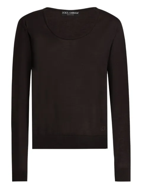 Dolce & Gabbana scoop-neck long-sleeve top Brown FXXAFZJBW0P