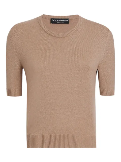 Dolce & Gabbana short-sleeve cashmere sweater Brown FXXA8ZJDVC2