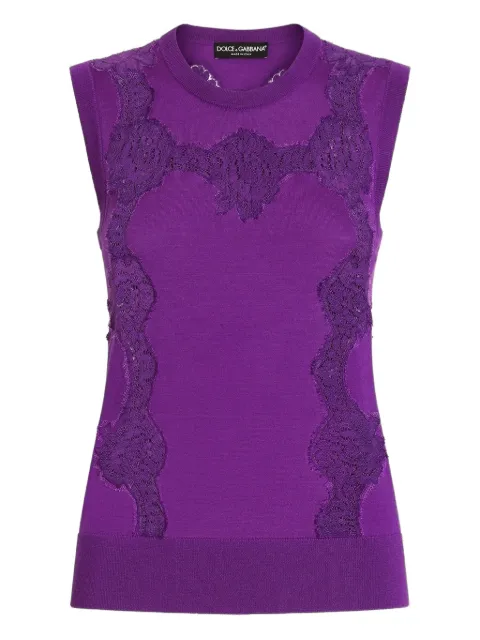 Dolce & Gabbana wool lace-inlay tank top Purple FXT02TJDVCS