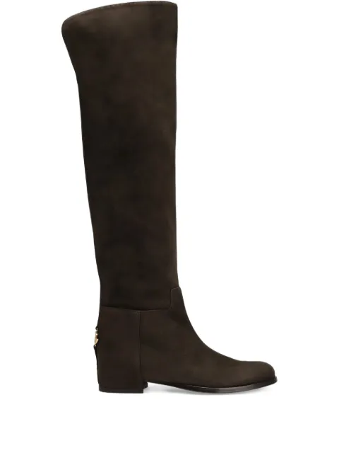 Dolce & Gabbana logo-plaque suede boots Brown CU1217A1275