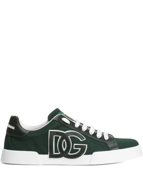 Dolce & Gabbana Portofino light strobel sneakers in canvas and calfskin Green CS2343AE629