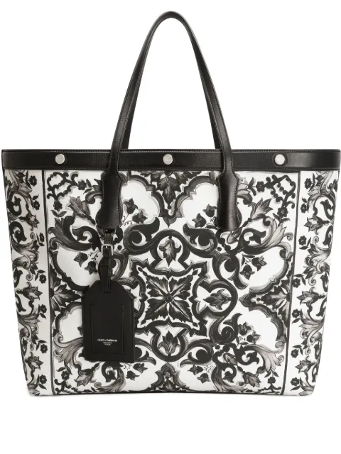 Dolce & Gabbana Majolica-print tote bag White BM7806AG665