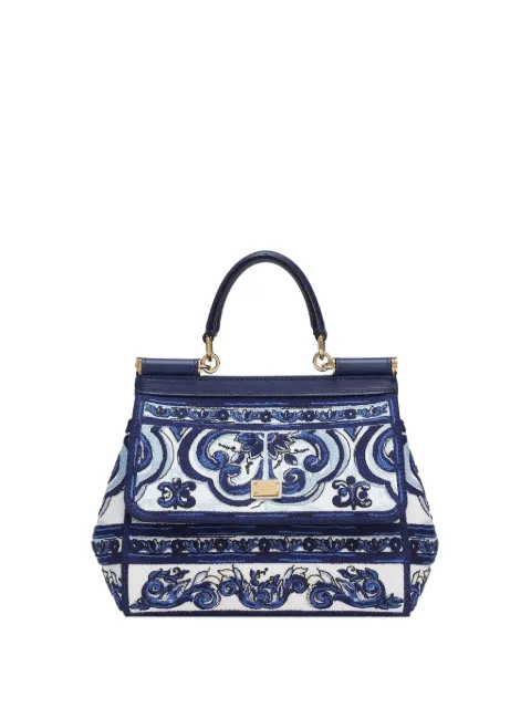 Dolce & Gabbana small Sicily handbag with Majolica embroidery Blue BB6003BW050
