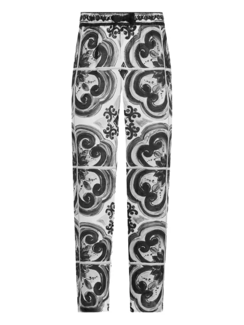 Dolce & Gabbana Majolica-print linen trousers Black GV4LHTFP4M8