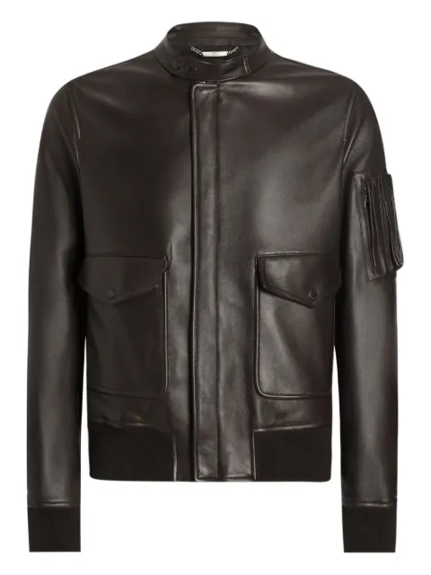 Dolce & Gabbana zip-fastening-pocket leather jacket Brown G9BPALHULW9