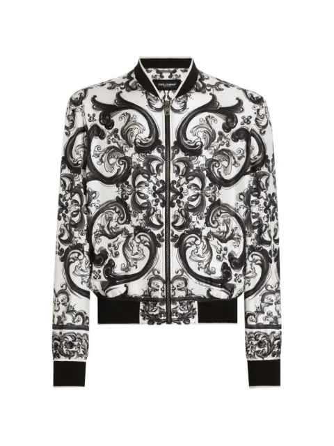 Dolce & Gabbana maiolica pattern bomber jacket White G9BLZTHI1S6